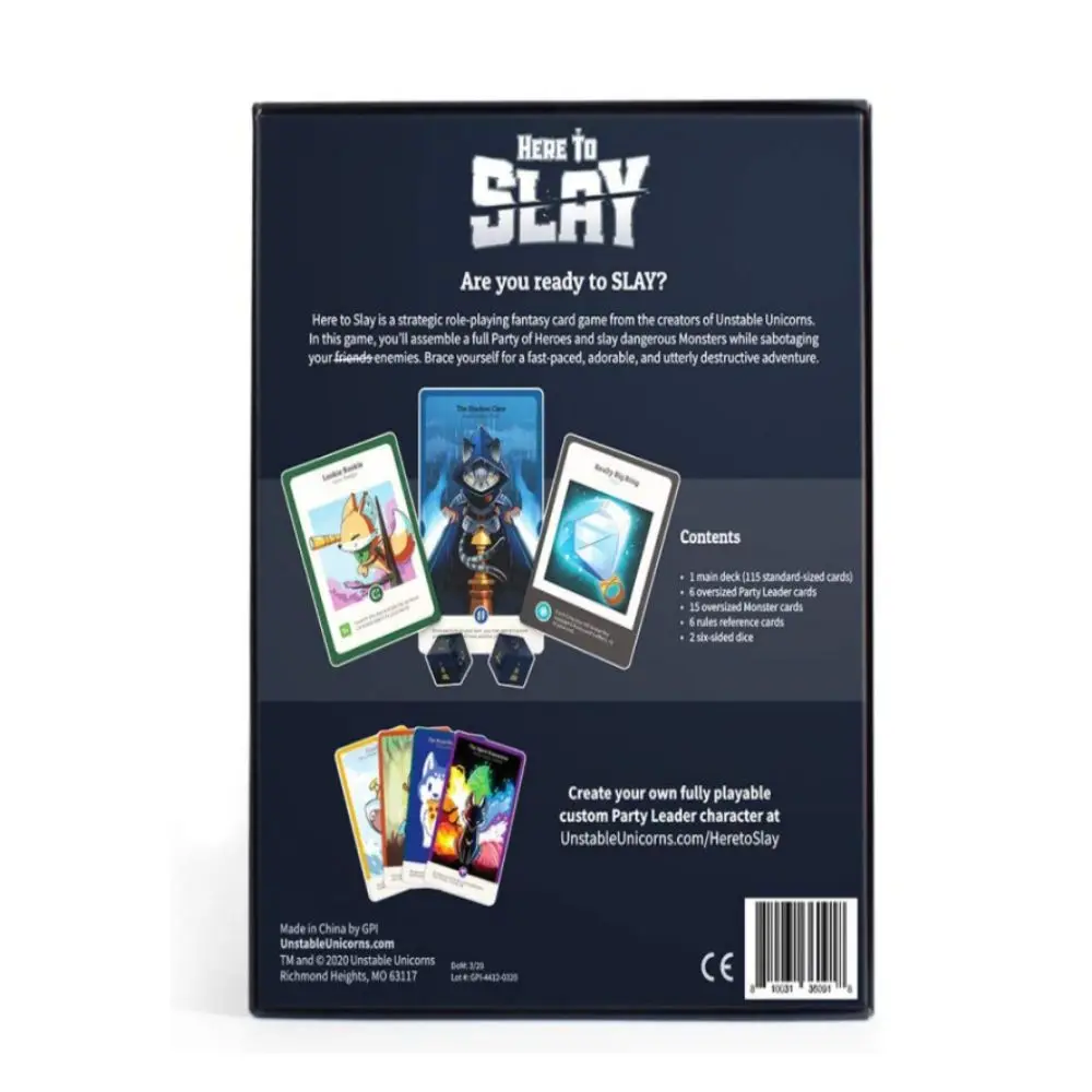 Here to Slay Here to Sleigh Holiday Expansion Pack Strategic role playing card game for kids teens adults 2-6 player