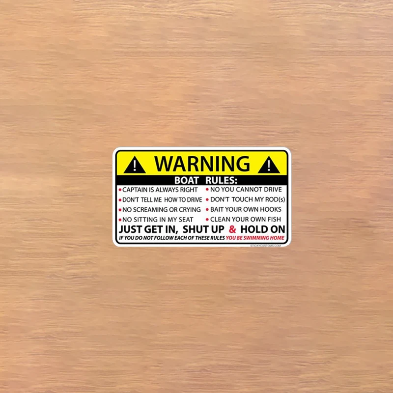 

13cm X 7cm For BOAT RULES Warning Car Sticker Accessories Vinyl Car Styling Cover Scratches Waterproof Motorcycl PVC