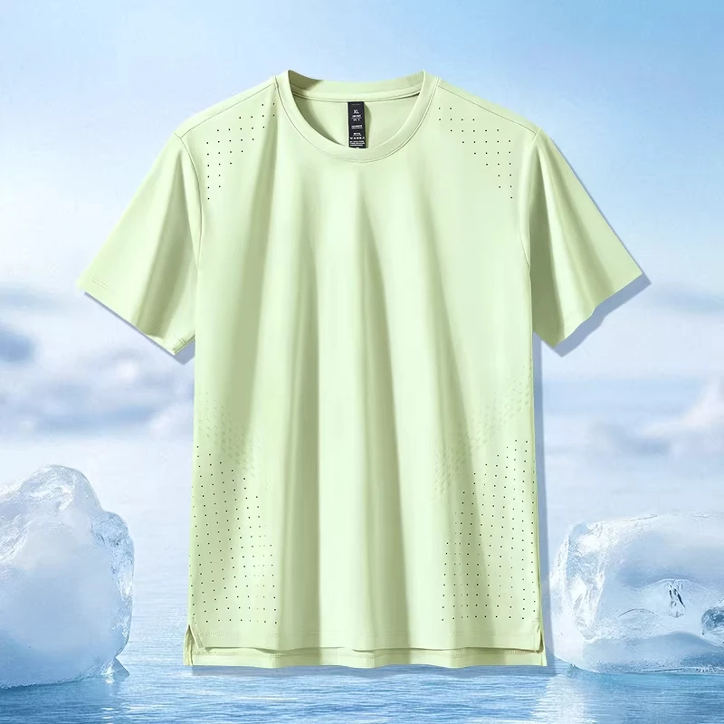 

Men's Running Quick Drying T-shirts Gym Fitness Breathable Hiking Fishing Tees Soft Elasticity Outdoor Cooling Sports Short
