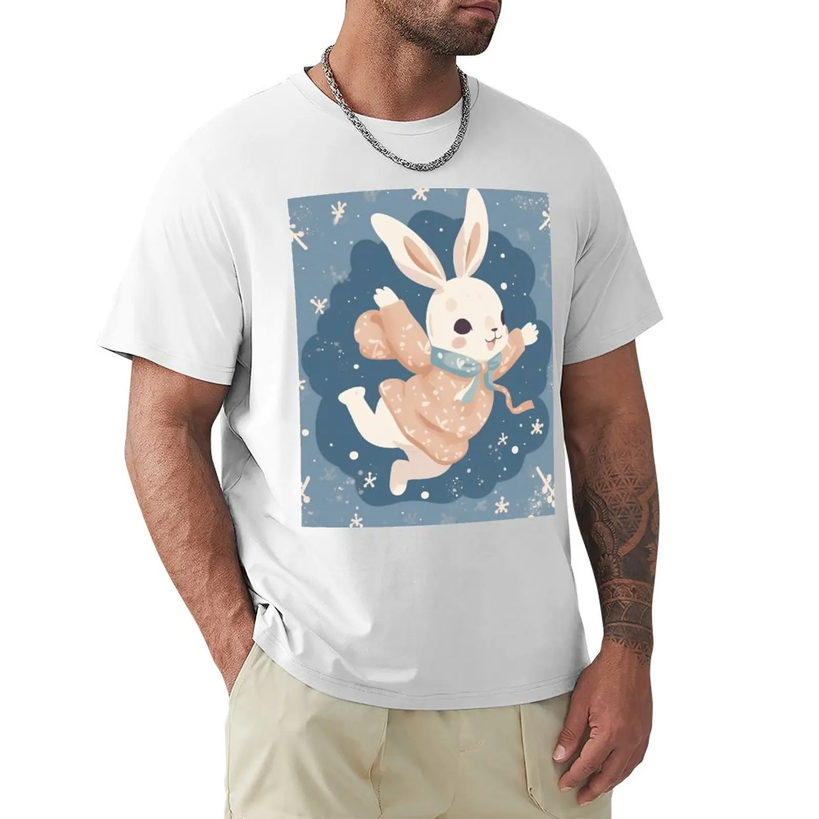 

Snow Hopping Bunny - Whimsical Winter Art T-Shirt sports fans for a boy t shirts for men graphic