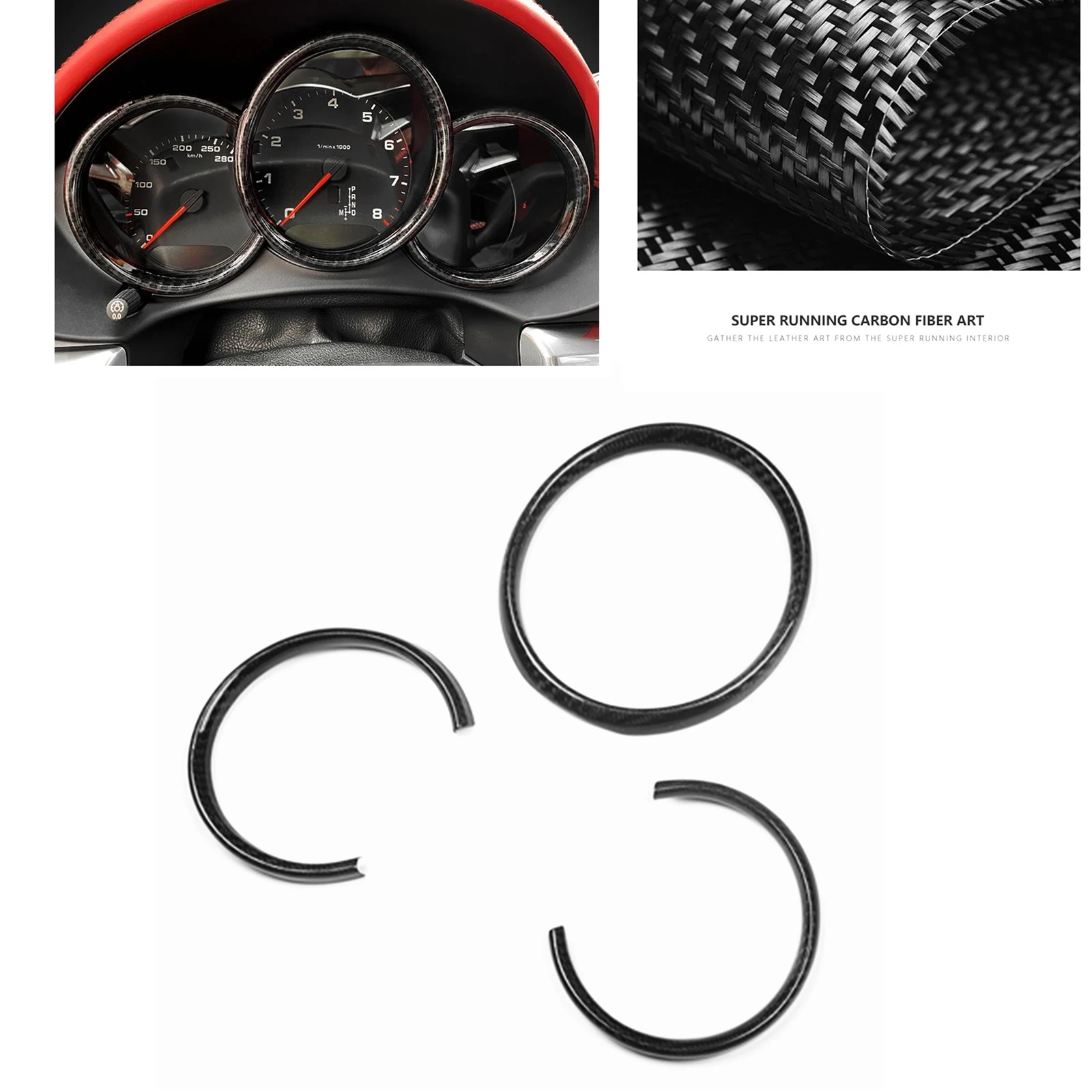 

Carbon Fiber Meter Dashboard Ring Cover Trim For Porsche Boxster Cayman 2014-2021