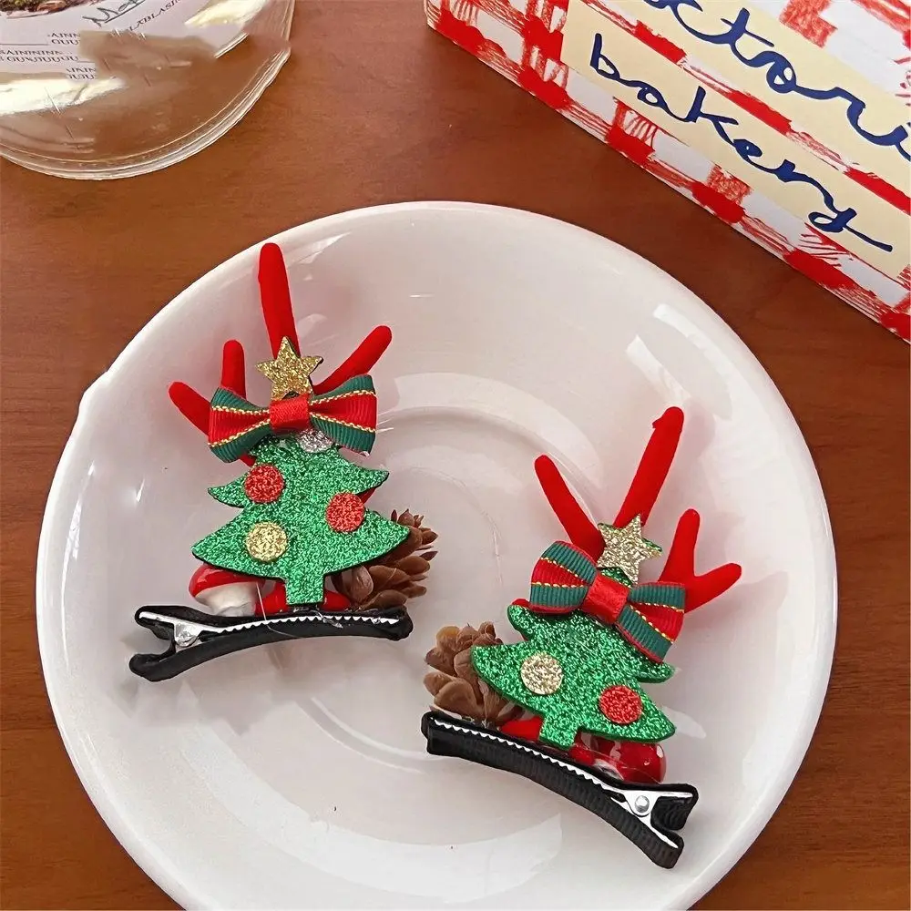 

1 pair Bowknot Christmas Hairpin Santa Claus Snowflake Children Deer Antler Hair Clip Bear Christmas Tree Christmas Hat Headabnd