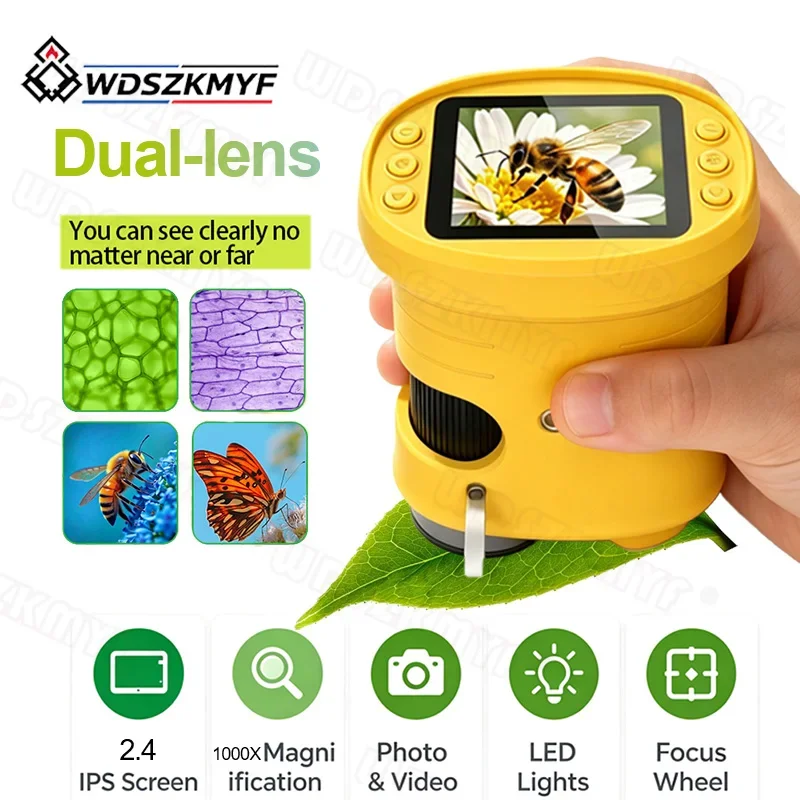 1000x Handheld Microscope Kids Microscope 200 Megapixels With LED Photo VideoToys Science Function Educational For Children Gift
