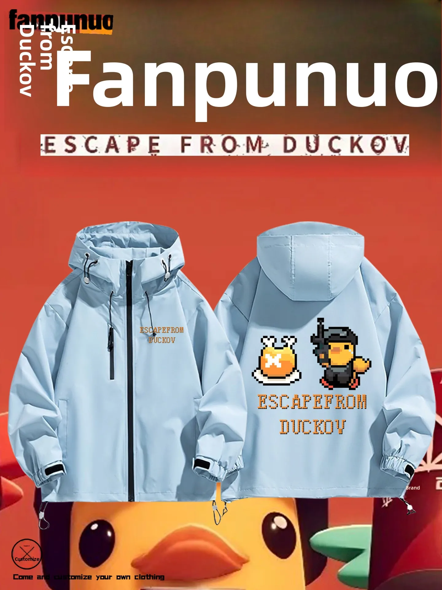 

Escape Dfy Du Game Pixel Sle Duling, милая футболка в одном, осенне-зимнее мужское ветрозащитное моющееся пальто