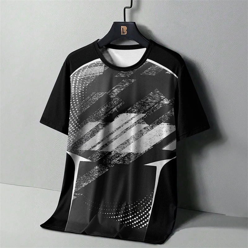 

Fashion Quick Drying Stripe 3D Print T Shirts Short Sleeve Outdoor Lightweight Running T-shirts Casual Oversized Crew Neck Tees