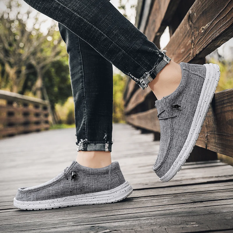 Spring Summer Classic Blue Mens Canvas Loafers Big Size 48 Comfortable Platform Shoes Casual Men Flats Low Shoes Men Espadrilles