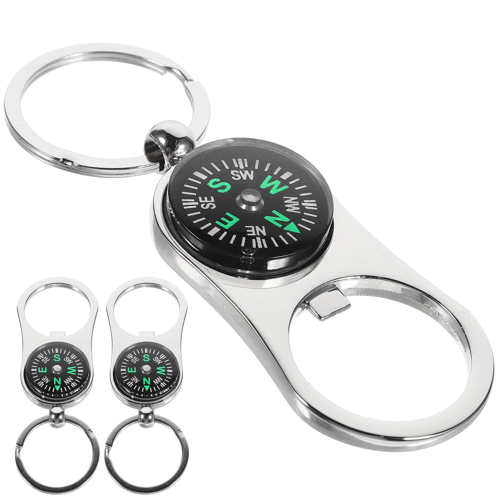 3 Pcs Compass Keychain Trim Rings for Car Keys Fob Pendant Decoration Gift Keyring Mini