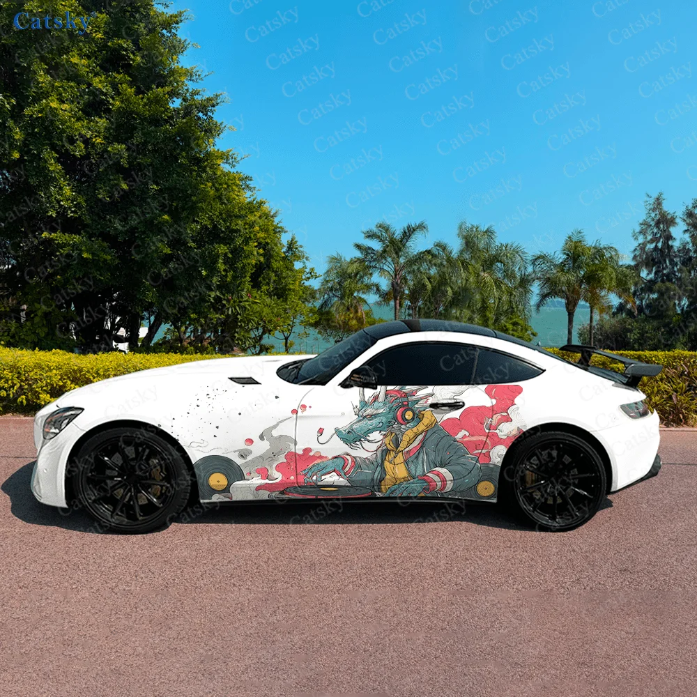 DJ Dragon Trend Unique Car Vinyl Wraps Decal Self-adhesive PVC Sticker Suitable for Trucks SUV Decoration Auto Accessories Gift