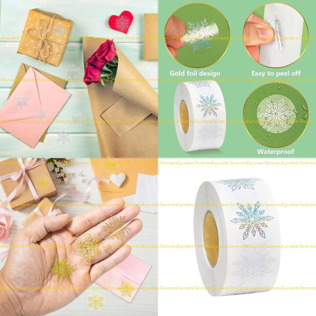 R1WD Clear Decorative Sticker Christmas Gift Snowflake Sticker Envelope Seals Christmas Label for Craft Decoration