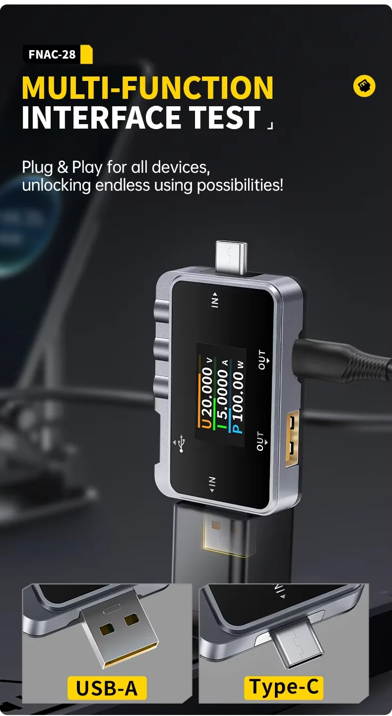FNIRSI FNB58 FNAC-28USB Tester Typ-C Voltmeter Amperemeter Schnellladungsprotokoll-Trigger Wellenform-Kapazitäts-Powerbank-Messgerät – Detail 14