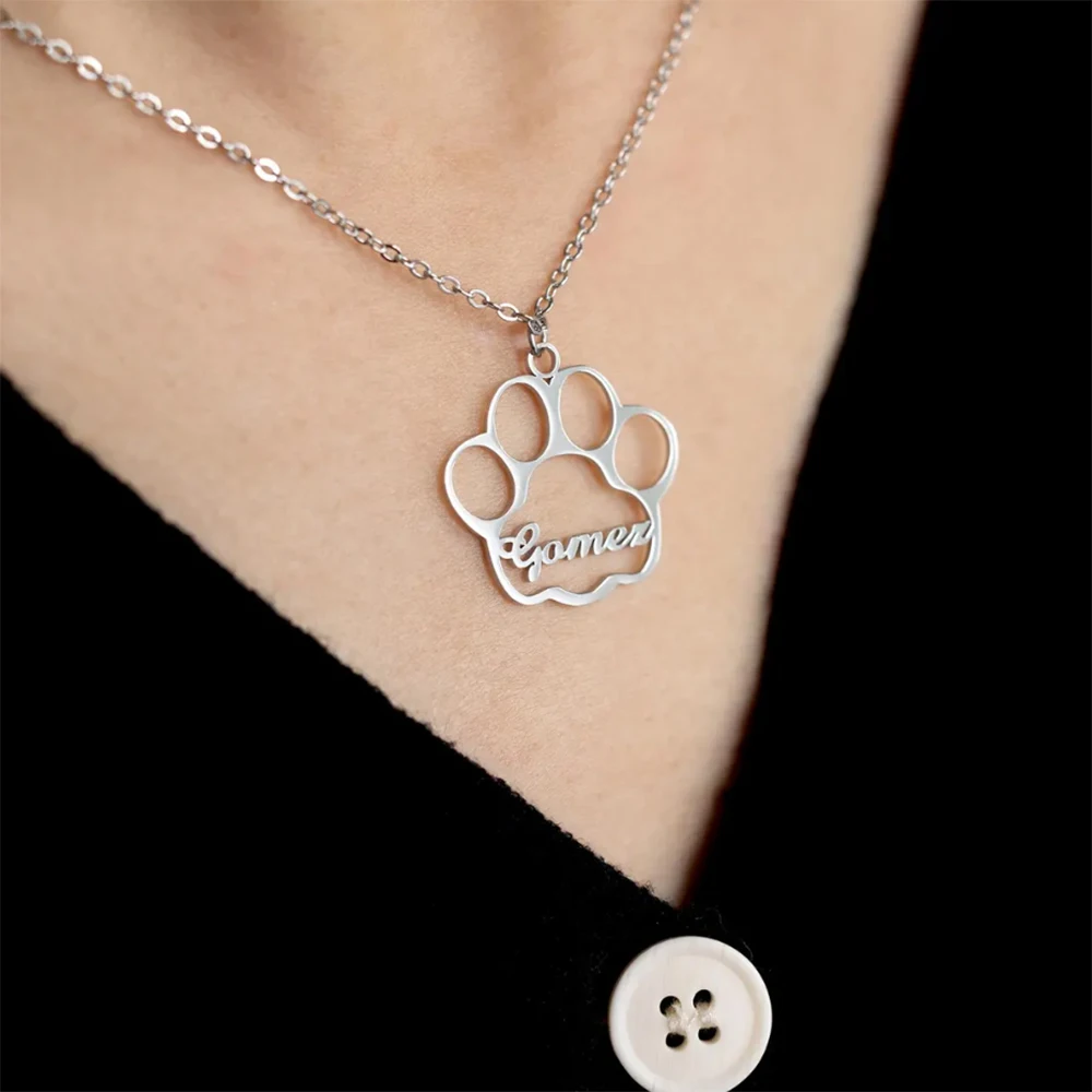 Collier personnalisé avec nom de patte de chat pour femme, pendentif clavicule, bijoux personnalisés, tempérament simple, cadeau de nouvel an