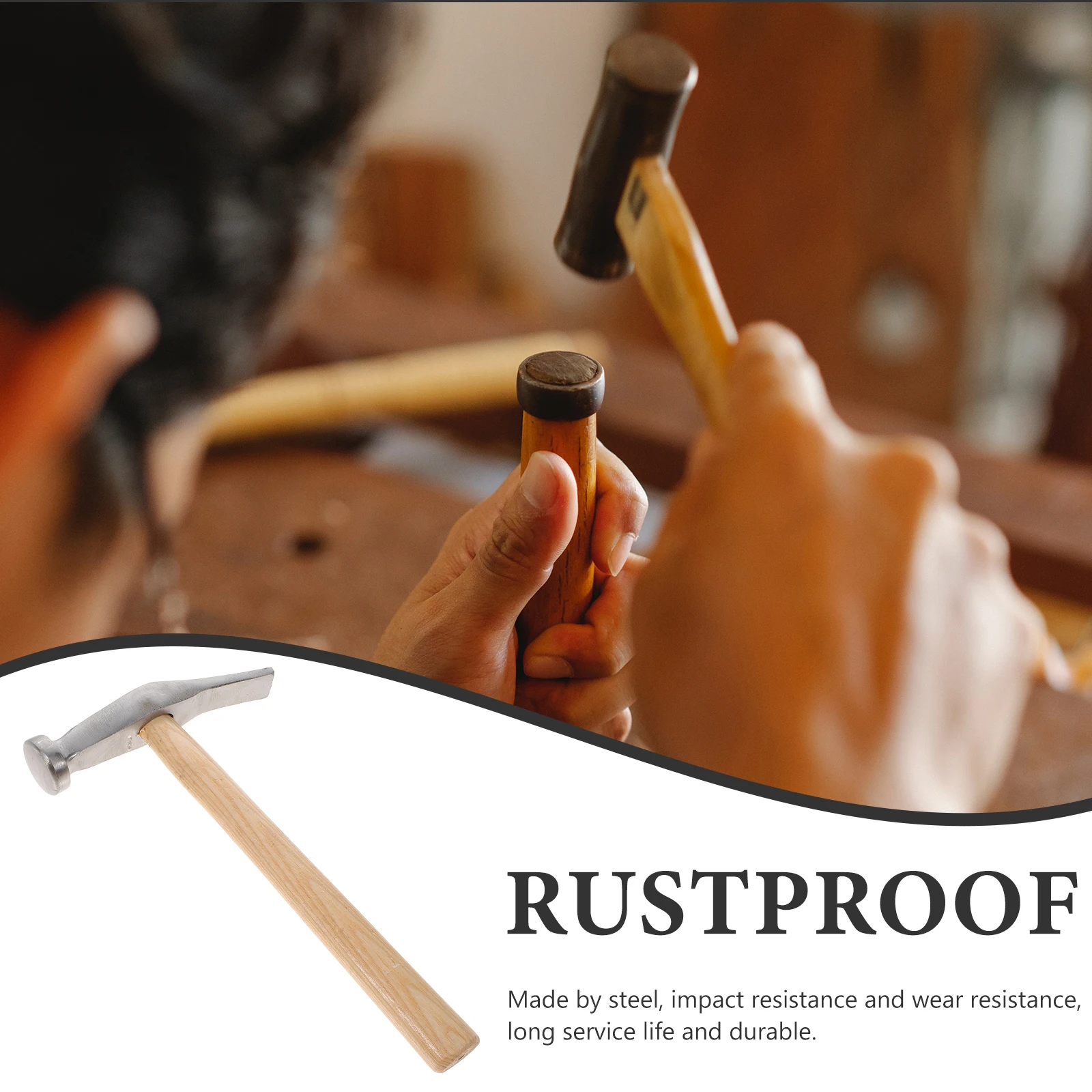 

1pc Shoemaking Steel Rustproof Shoes Hammer Durable Impact Resistant Lightweight Wooden Handle Anti Slip Hammer Tool For Shoe