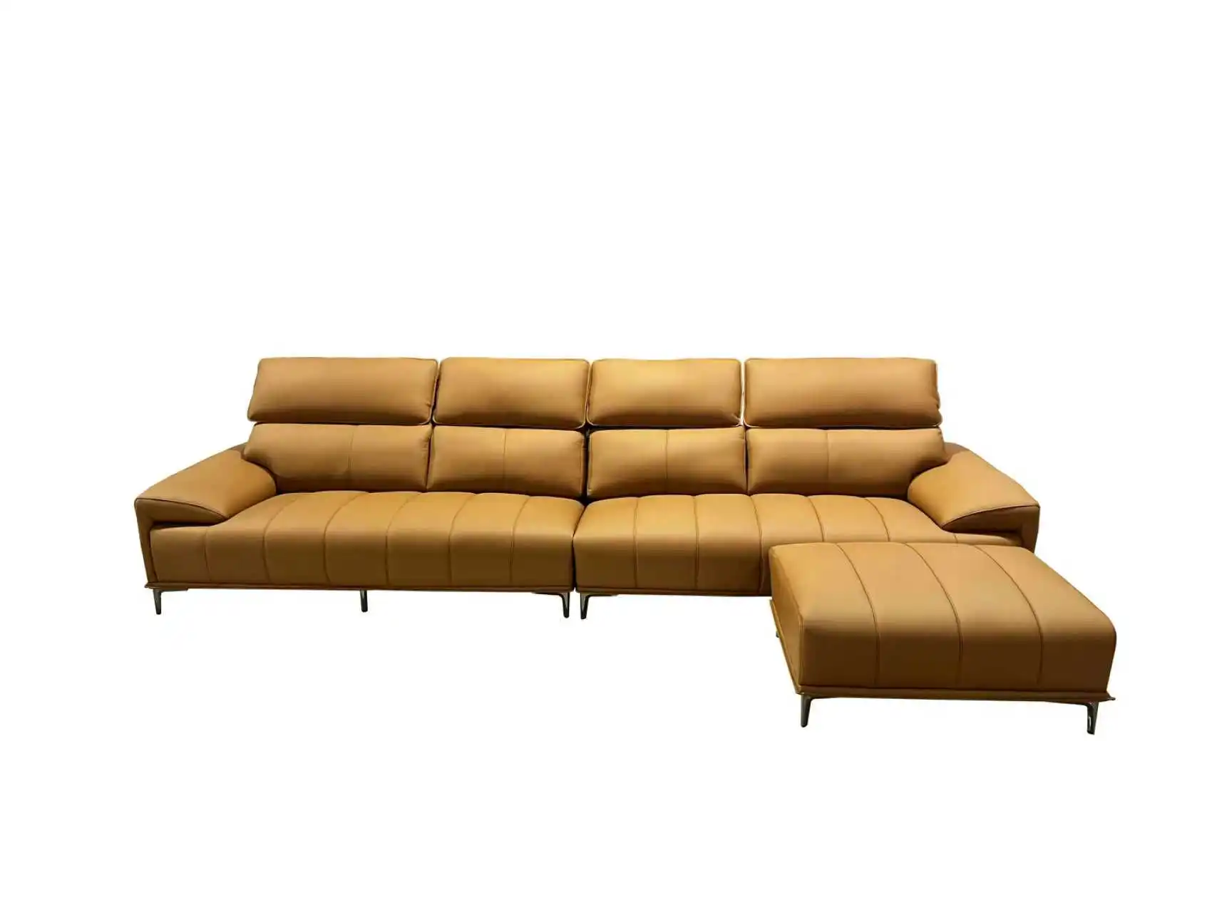 أريكة معيارية جلدية فاخرة حديثة سرير غرفة معيشة على شكل حرف L مع ديكور منزلي ديكور منزلي حديث #5