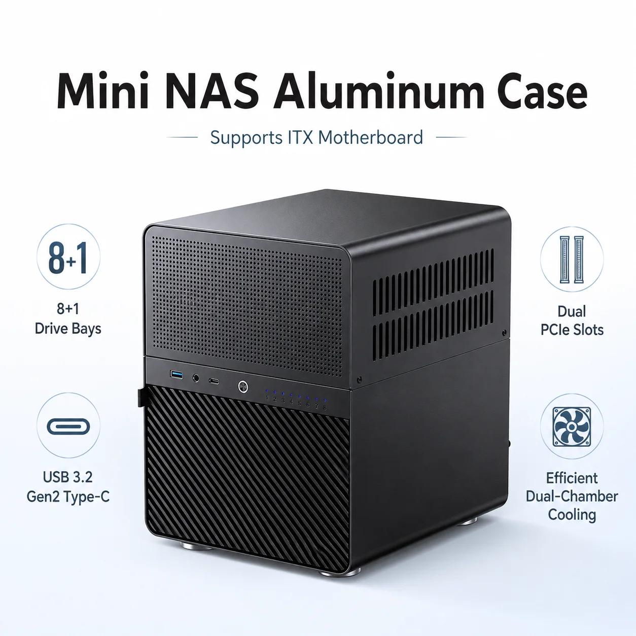 NAS Server Hot Swap Backplane Board SATA SAS HDD Storage Expansion 8 Bay Drive Support Mini ITX Computer Case Accessories