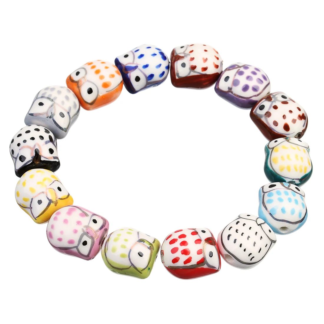 5 Stück Eulen-Keramikperlen, bunt, niedliches Tier, lose Perlen für Schmuckherstellung, Zubehör, DIY, Armband, Halskette, Schlüsselanhänger, Charms