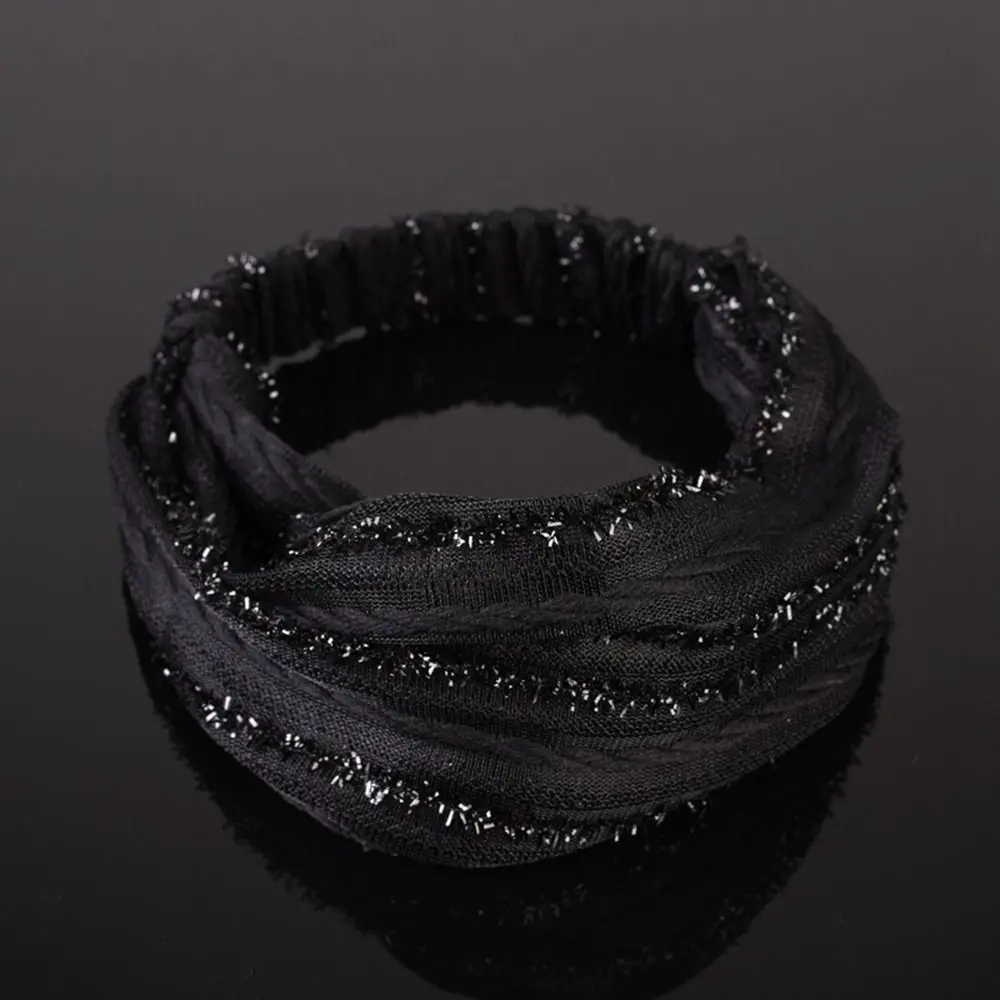 شريط تغطي الشعر الأبيض عدم الانزلاق قماش لامع واسعة الحواف النساء عقال الكورية أغطية الرأس شبكة العصابات رباط شعر واسع #4