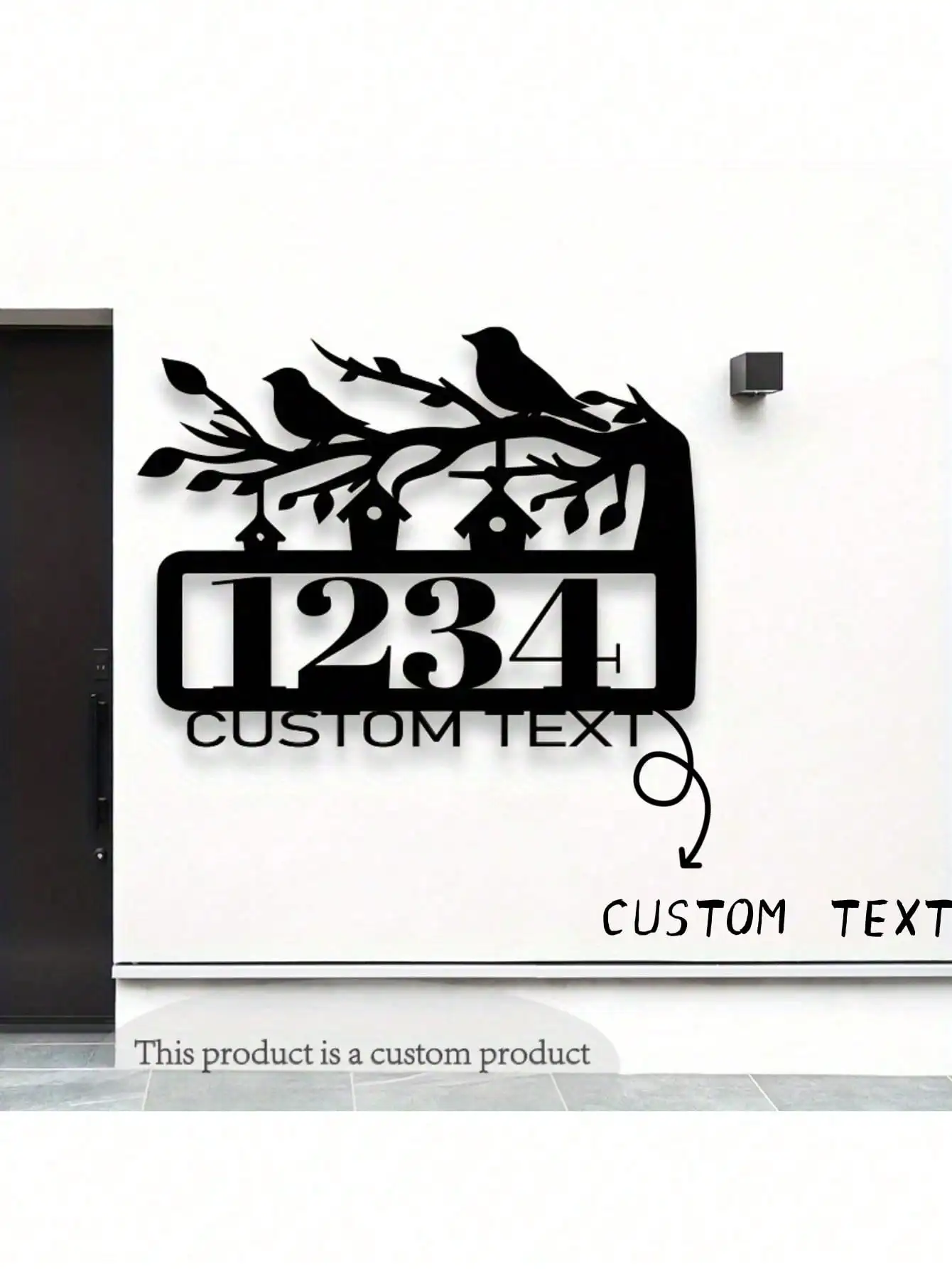 

Custom Two Birds Metal Wall Art Personalized Address Plaque Rustic House Sign Decor