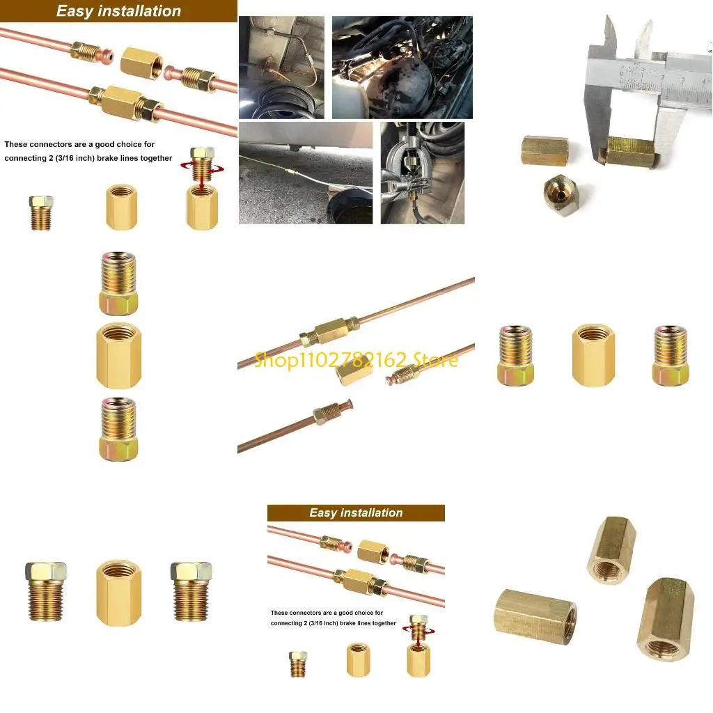 

547B 3/8"-24 Threads Brake Tube Fitting Assortment Brake Line Fitting Copper Brake Pipe Connectors Auto Part 1 Union 2