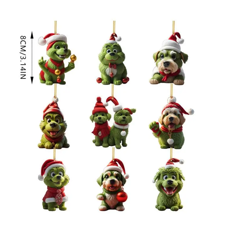 Christmas Tree Hanging Ornaments Green Fur Grinch Shaped Pendants For Home Party Christmas Decorations Xmas New Year Gifts