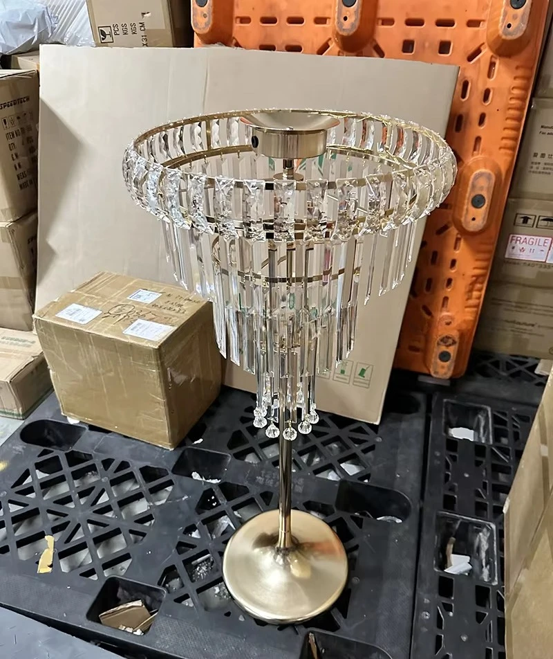 Wedding Light Emitting Diode Lighting Ornament Golden Crystal Flower Ornament Wedding Table Ornament