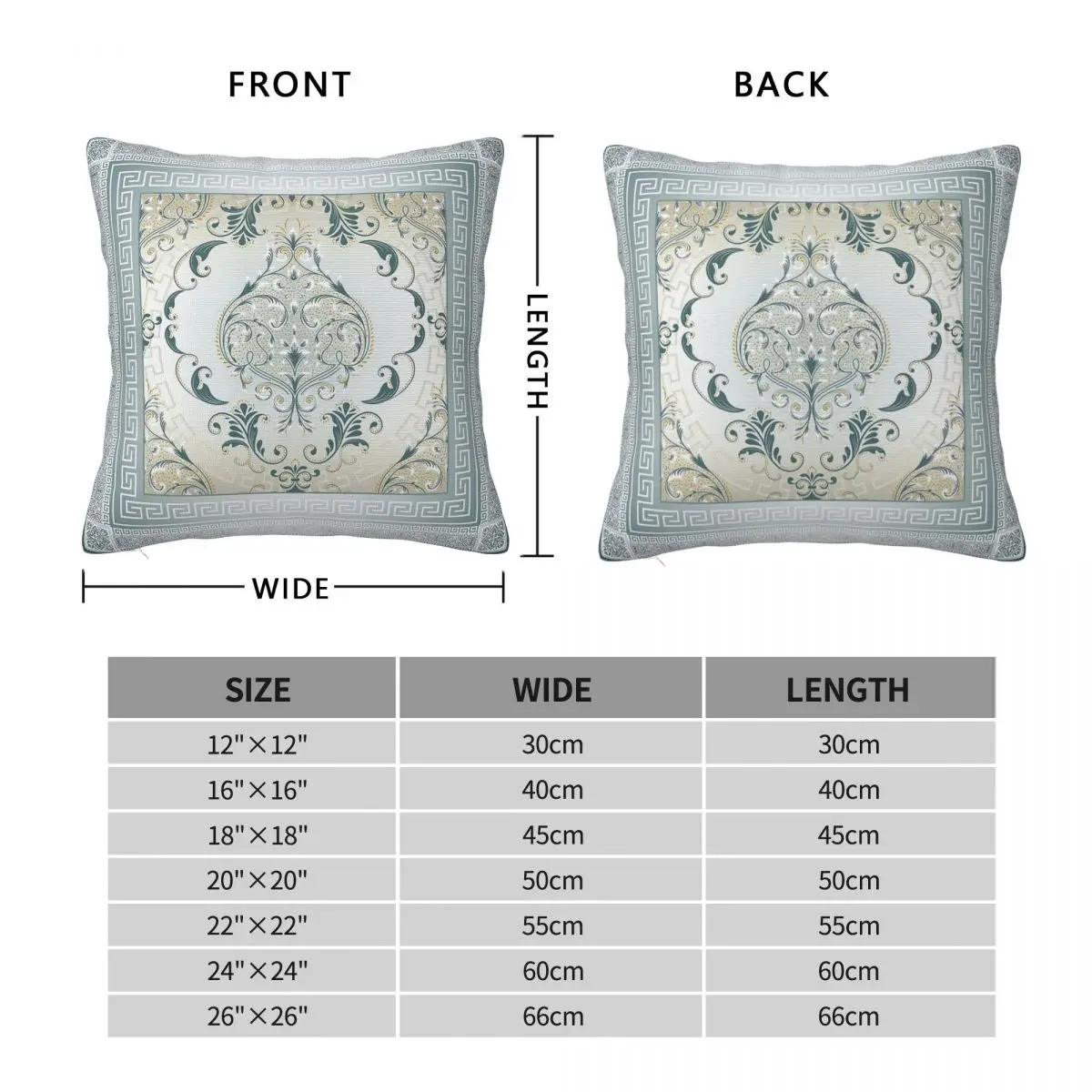 Baroque Floral Style Square Pillowcase Polyester Linen Velvet Pattern Zip Decor Home Cushion Cover 45x45