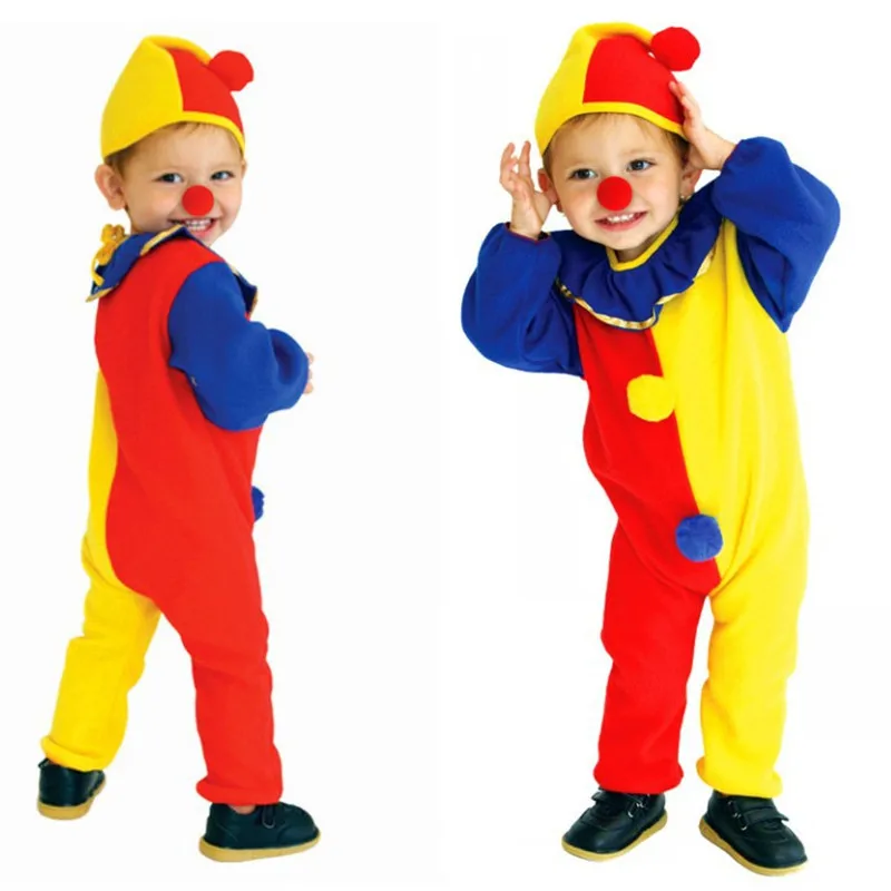 Clown Cosplay Costumes para Crianças, Roupas de Performance, Halloween, Purim, Carnaval, Fancy Dress, Birthday Party, Bonitinho