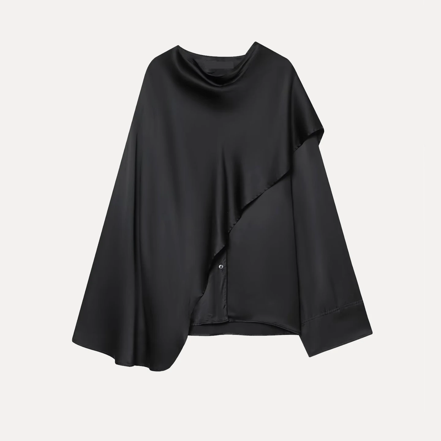 Faionable لون نقي irt التفاف علوي تصميم بسيط المرأة Sle الخريف 2025 Z غير المتكافئة Batwing Sve لباس غير رسمي #5