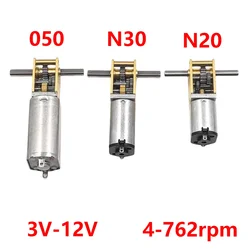 1pc Micro 050 N30 N20 Worm Gear Motor DC3V-12V 6V 9V 4-762rpm Slow Speed All Metal Gearbox T-shaped Dual Shaft Motor
