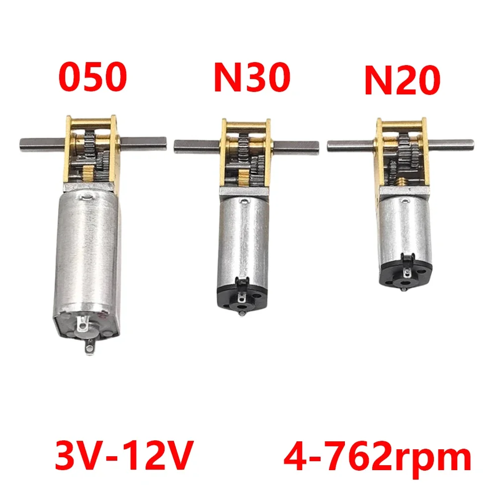 1pc Micro 050 N30 N20 Worm Gear Motor DC3V-12V 6V 9V 4-762rpm Slow Speed  All Metal Gearbox T-shaped Dual Shaft Motor