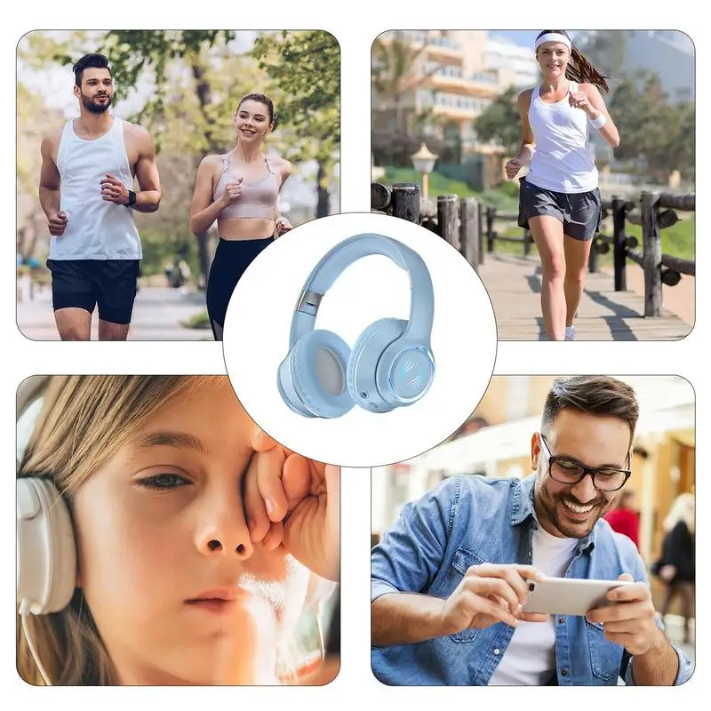 Wireless Over Ear Headphones Build-In Microphone Noise Isolating Powerful Bass Stereo Earphones Computer Accessories For Pc Home