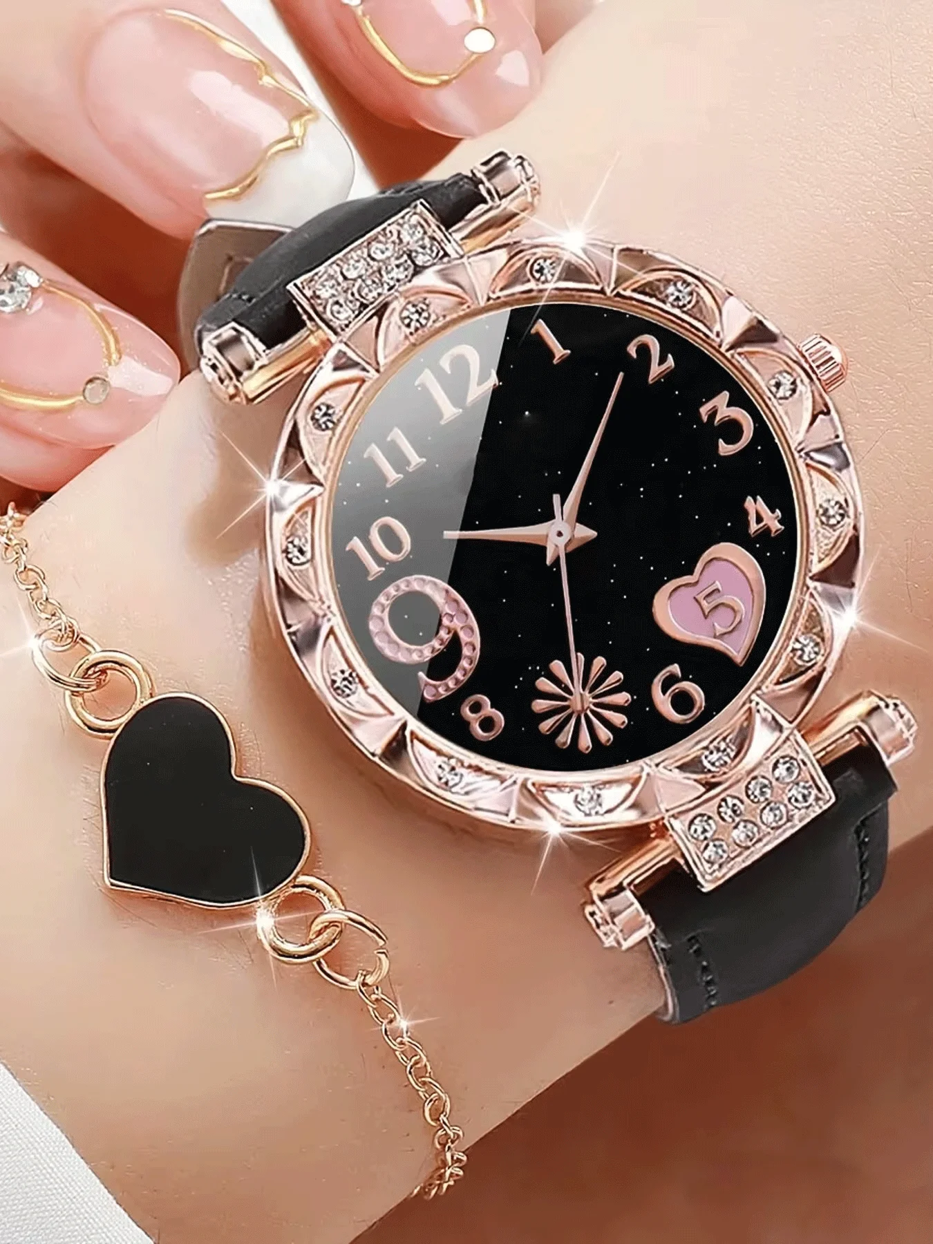 Reloj de mujer de 2 piezas Reloj de moda Reloj de mujer versátil de gama alta Conjunto de reloj de mujer