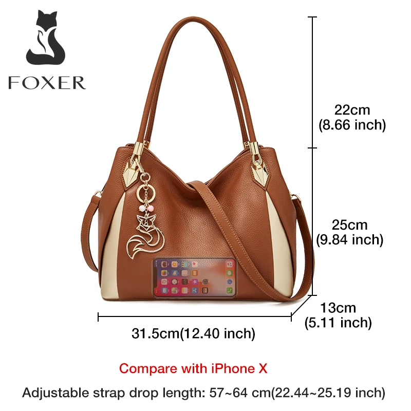 Imagem -02 - Foxer-bolsa de Couro Genuíno para as Mulheres Bolsas de Ombro Crossbody Femininos Alta Capacidade Bolsa de Alça Superior Presente do Festival Senhora