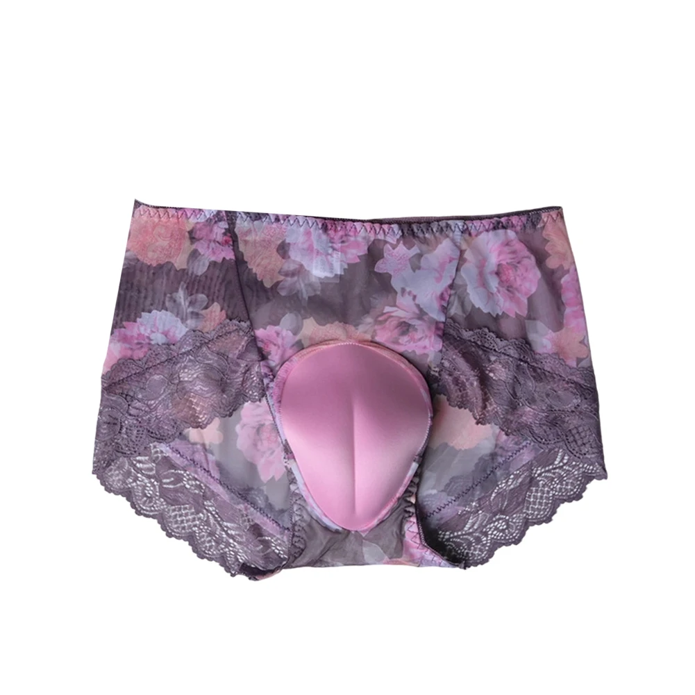 Men Ice Silk Lace Mesh Briefs Elastic Underwear For Man 3D Bulge Pouch Very Hot Lingerie Floral Print Gay Sissy Extreme Panties
