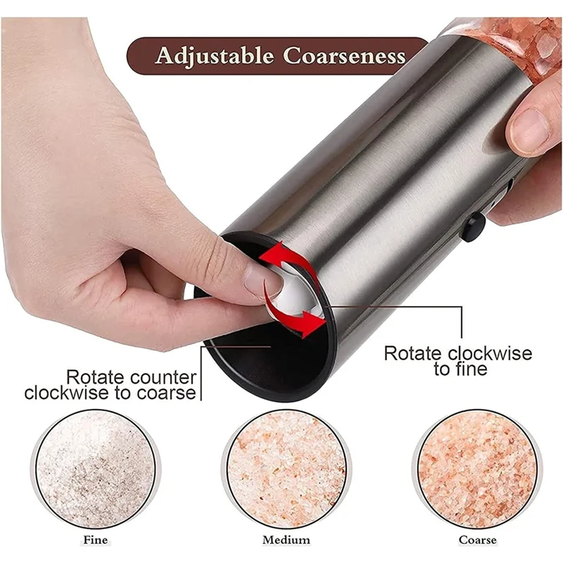 

Pepper Mill Electric Salt Pepper Grinder USB Rechargeable One-Handed Operation Adjustable Salt Peppercorn Shakers-A50M