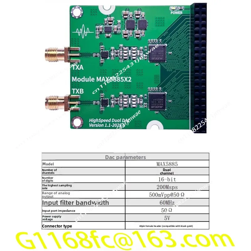 High Speed DAC Module, Capable of Generating Arbitrary Waveforms, Dual Channel MAX5885