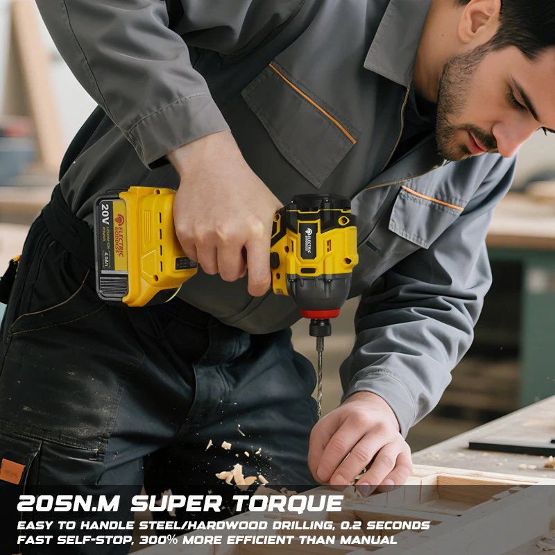 Electric Goddess Brushless Impact Driver 205NM For Dewalt Battery Cordless Electric Drill Screwdriver Rechargeable Power Tool ﻿