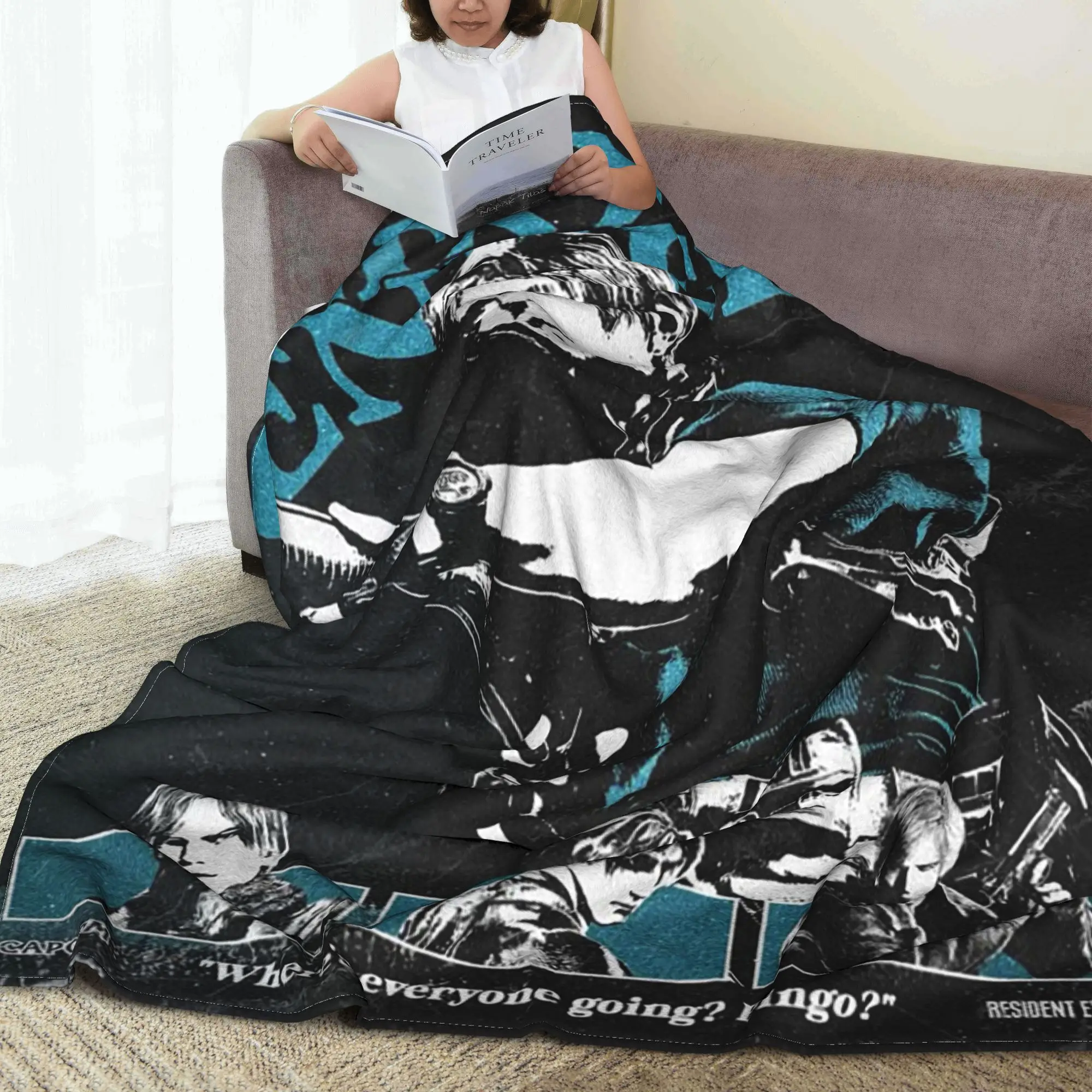 L-Leon Kennedy Game Blanket Portable Flannel Sofa Throw Blanket for Couch Bedding Office Throws Bedspread Quilt