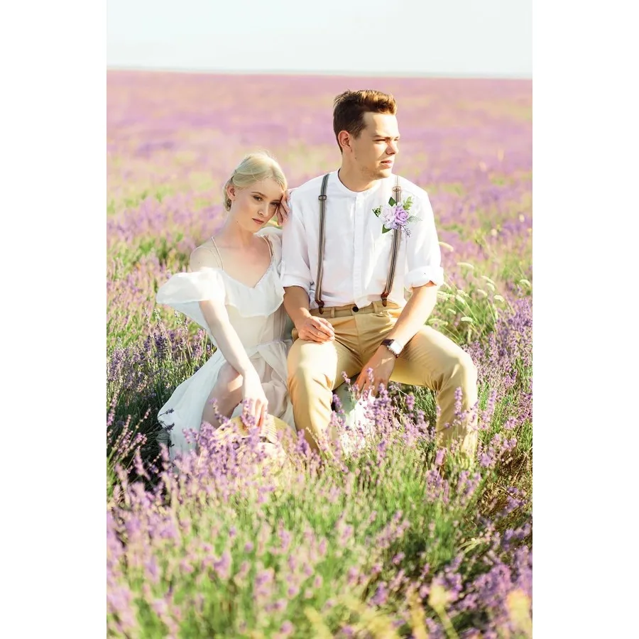 Conjunto de corpete roxo e boutonniere para baile de casamento, flor artificial de rosa, pulseiras de pulso, pulseira de corpete de baile