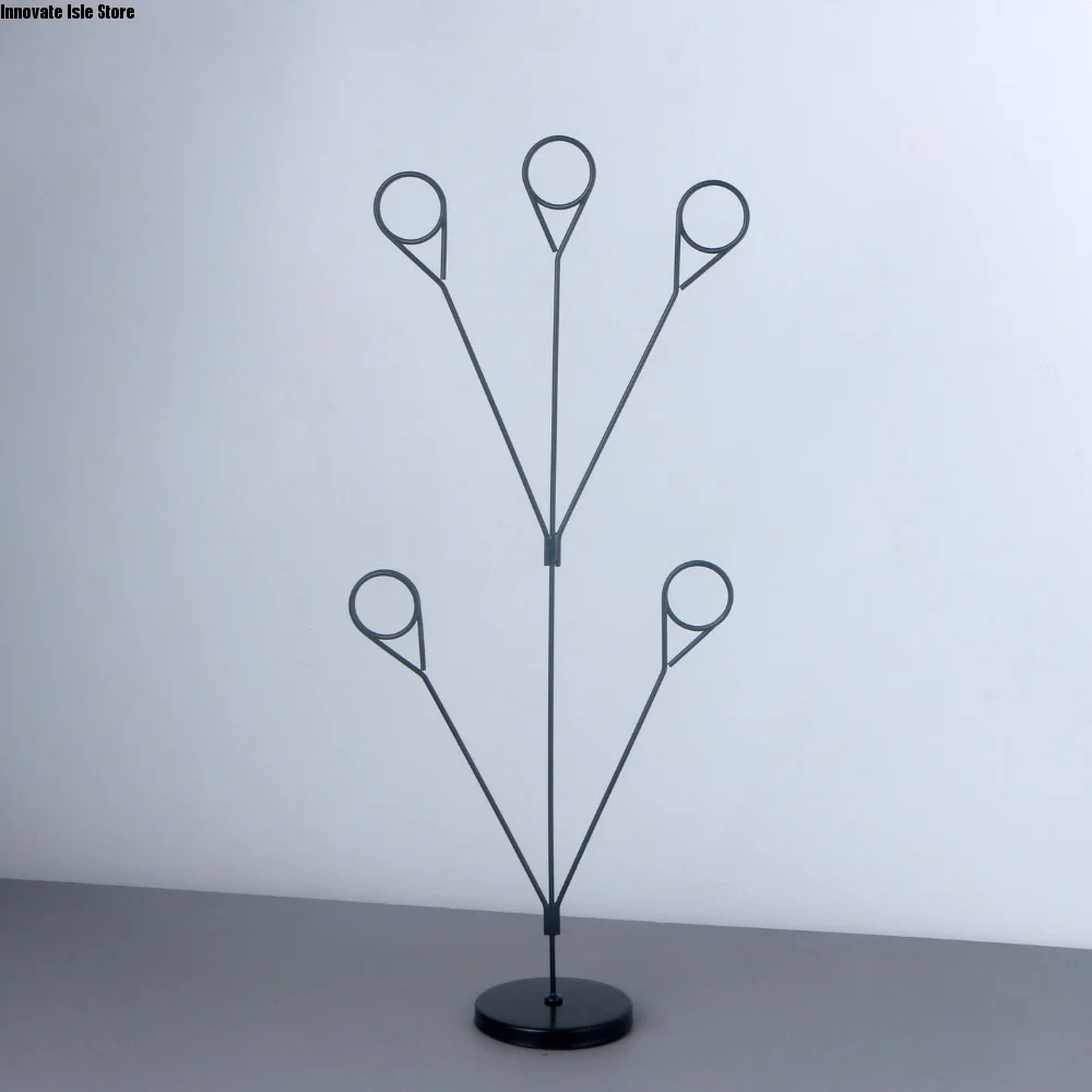 Creative 5-Branch Photo Holder Metal Round Base Metal Seat Clamp Picture Holder Vertical Display Stand Office Desk