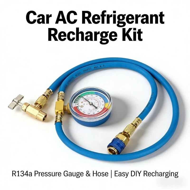 

Шланг для заправки автомобильного кондиционера R134A с манометром, комплект для заправки автокондиционеров, совместимый инструмент для измерения давления газа