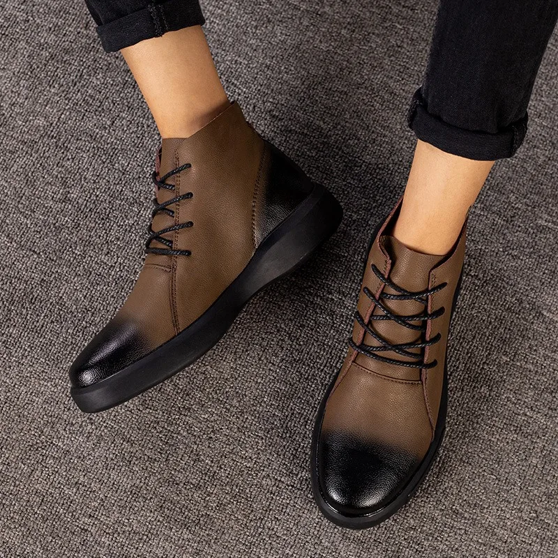 leather boots for men designer shoes cowboy boots for man casual business outdoor ankle boots