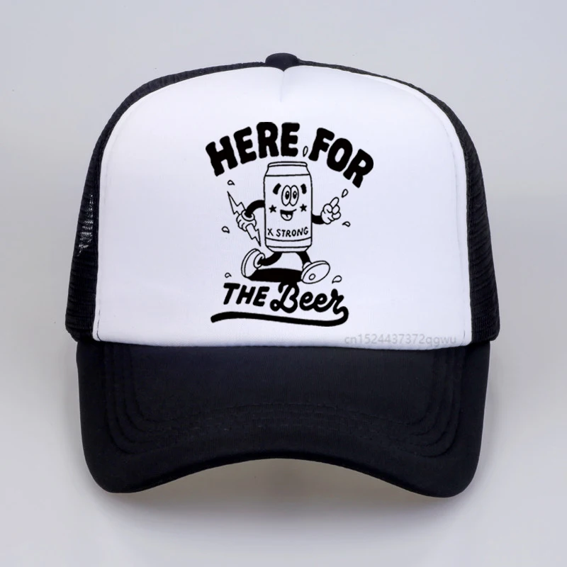

here for the beer hat Retro Spanish Humor Geek Beer Lovers Gift Baseball Cap fashion Unisex Mesh breathable Trucker hats