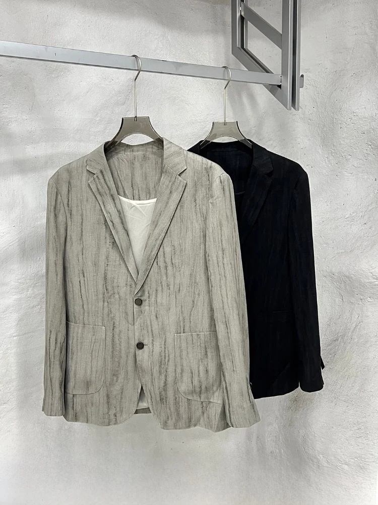 

Linen Silk Mixed Casual Men's Suit Breathable Comfortable Spring Summer New Style Standard Fit Single Button Coat