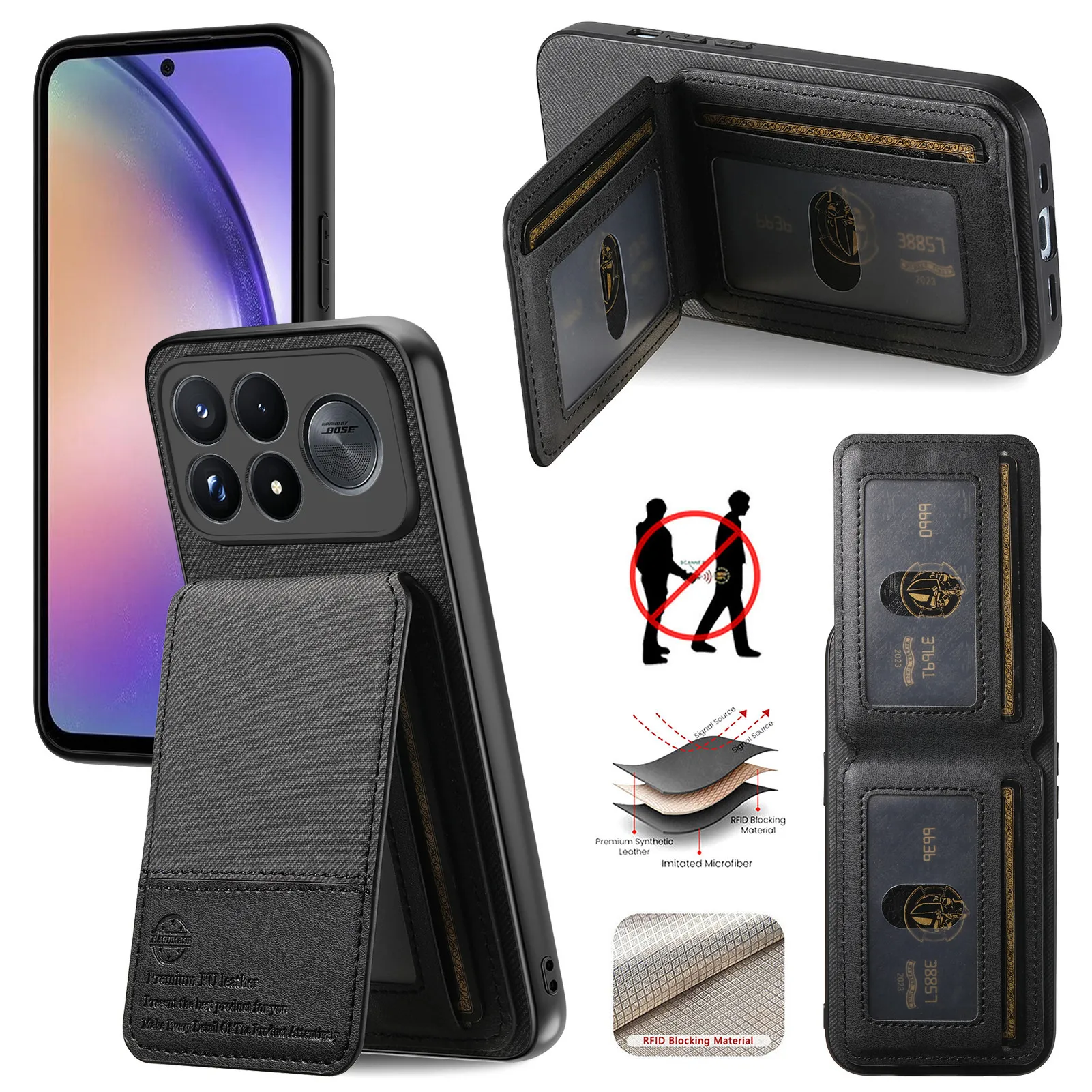 For POCO F9 Ultra Case Luxury Magnetic Leather RFID Blocking Wallet With Card Holder Shockproof Protection Back Case Accessories