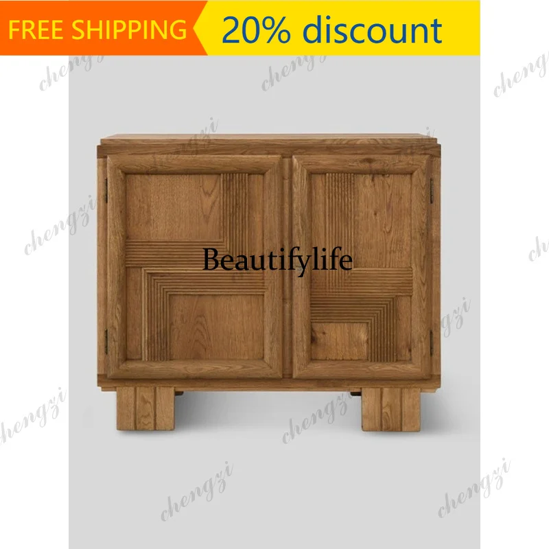 CC   French retro style solid wood dining side cabinet Vidal geometric chest cabinet decorative chest furniture