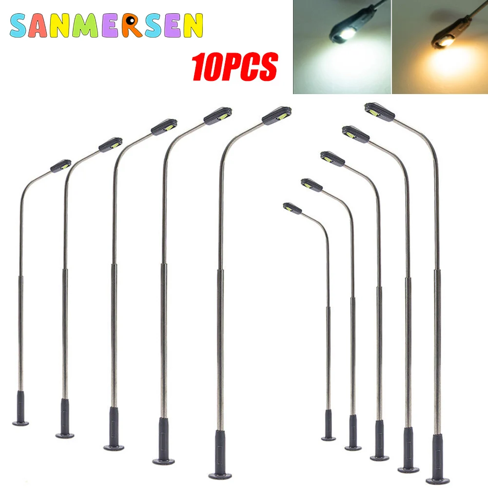 10Pcs 1:75 HO Scale Miniature Street Light Model Railway Architecture Lamppost 3V DIY LED Single Two Four Head Train Layout Lamp