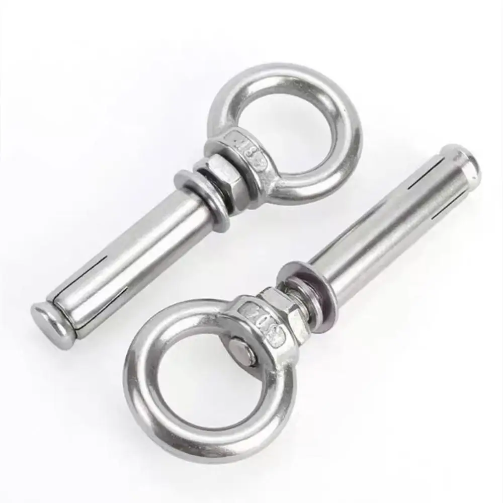 

With Ring 304 Stainless Steel Expansion Bolts Silver Ring Long Universal Eye Screws Telescopic Closed Hook Expansion Screws