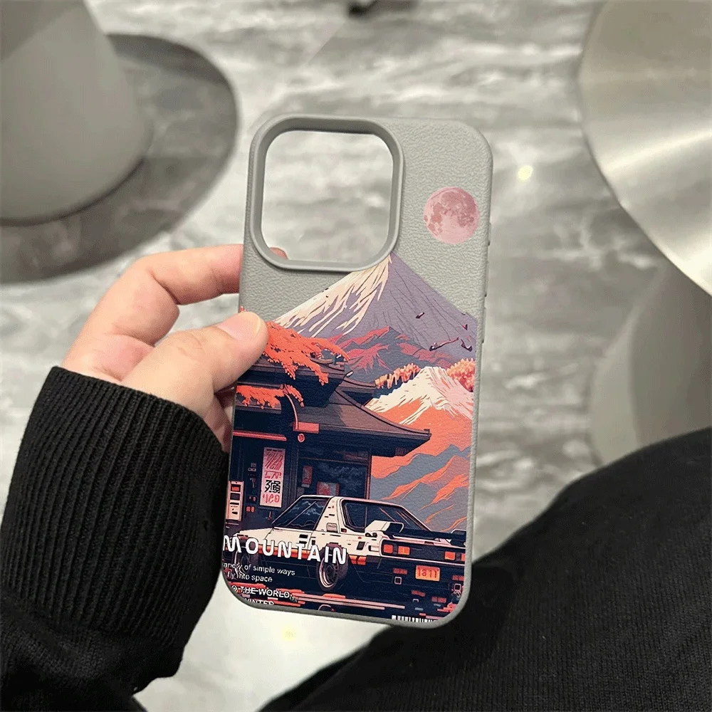 Mount Fuji Sportwagen Handyhülle für iPhone 17 16 15 14 13 12 Pro Max 16 15 14 Plus 17 16 15 14 Pro 17Air Silikon Matte Hülle – Detail 9