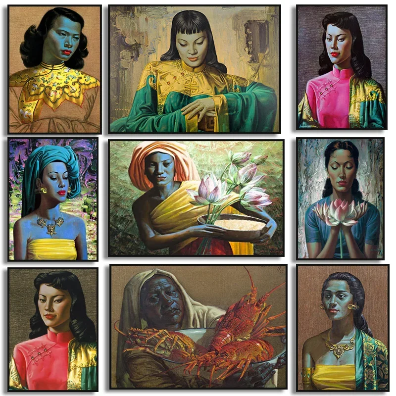Vladimir Tretchikoff Art Poster Chinese Girl Oriental Female Canvas Painting Wall Art  Print Modern for Living Room Home Decor