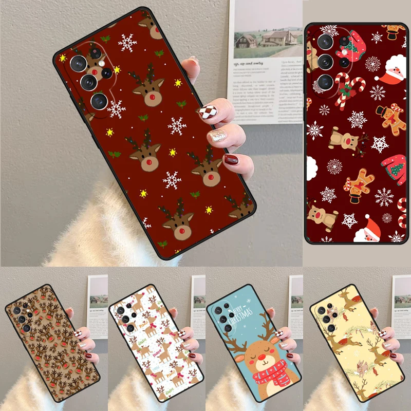 Cover For Samsung Galaxy S24 Ultra S21 S22 S8 S9 S10E Note 10 20 Plus FE S23 Merry Christmas Decorations Reindeer Phone case